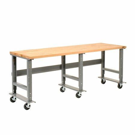 GLOBAL INDUSTRIAL Extra Long Mobile Workbench, 96 x 36in, Adjustable Height, Maple Square Edge 183179A